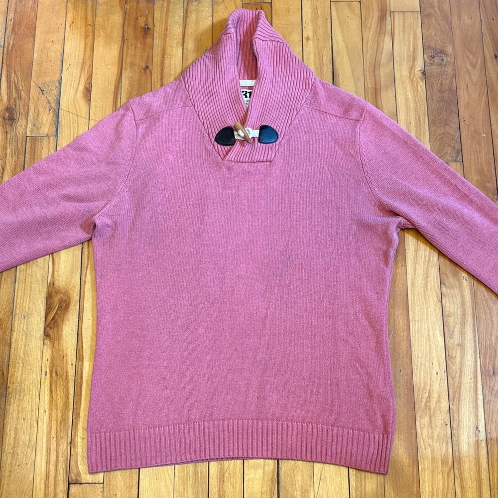 LE 31 (Simon's) Pink Dusty Rose Shawl Collar Toggle Cotton Sweater - MEDIUM